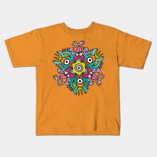 Doodle art in the form of crazy hungry monsters Kids T-Shirt